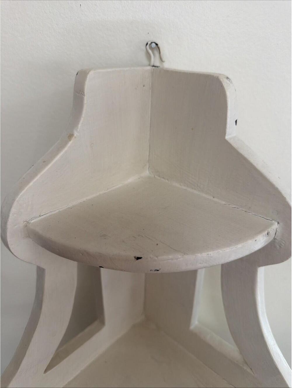 Antique Wood Wood Corner Wall Shelf 3 Tier White Shabby Chic Cottage Primitive - Picture 3 of 9